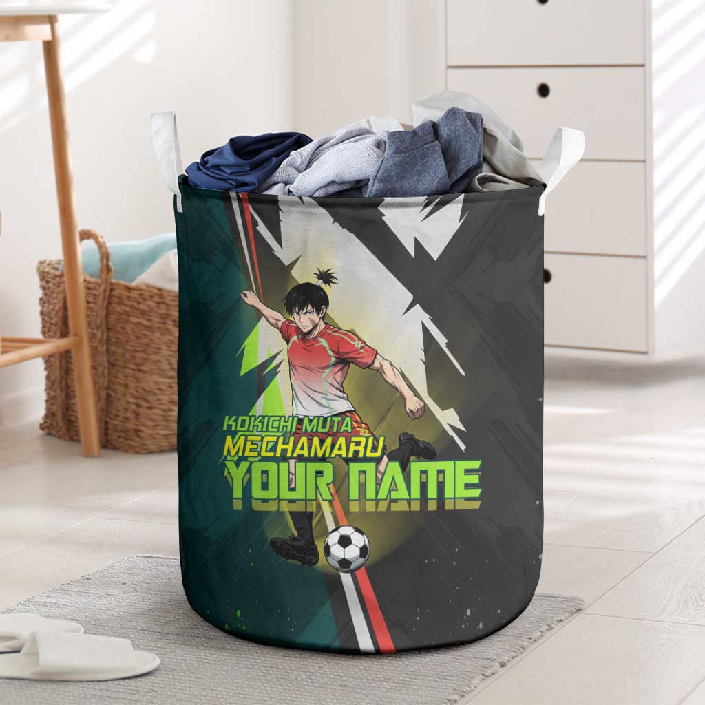 Personalized Kokichi Muta Jujutsu Kaisen Laundry Basket Anime Soccer Theme Red Uniform Dynamic Kick Design