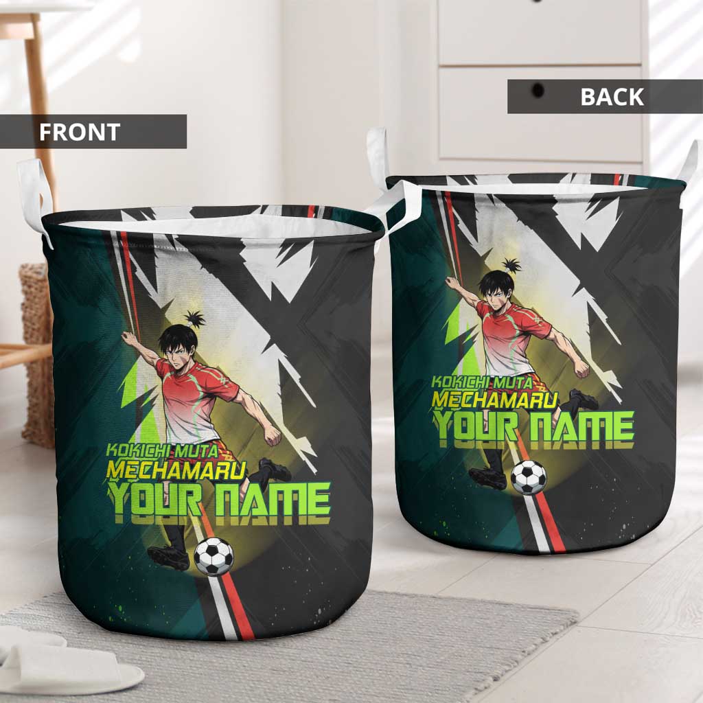 Personalized Kokichi Muta Jujutsu Kaisen Laundry Basket Anime Soccer Theme Red Uniform Dynamic Kick Design