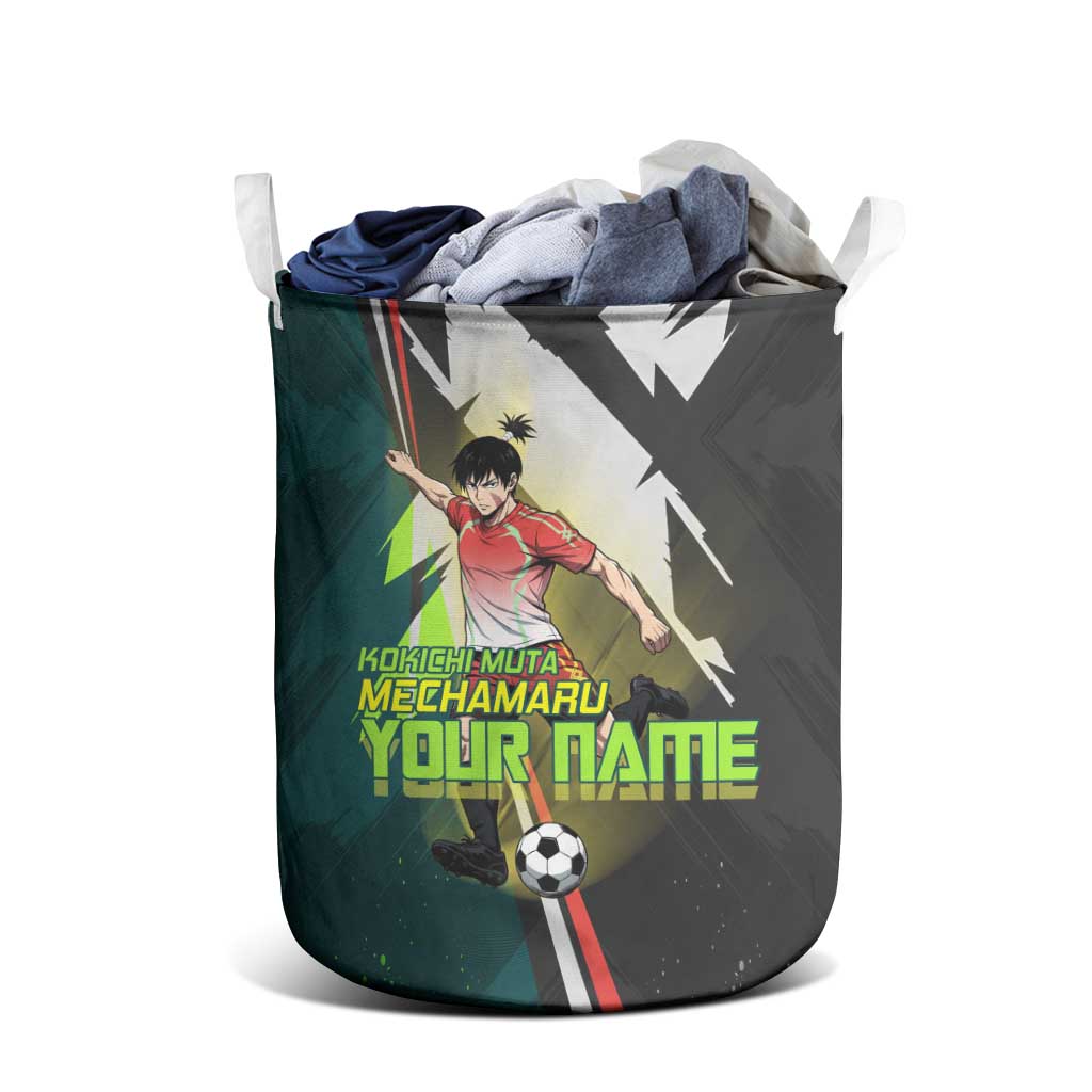 Personalized Kokichi Muta Jujutsu Kaisen Laundry Basket Anime Soccer Theme Red Uniform Dynamic Kick Design