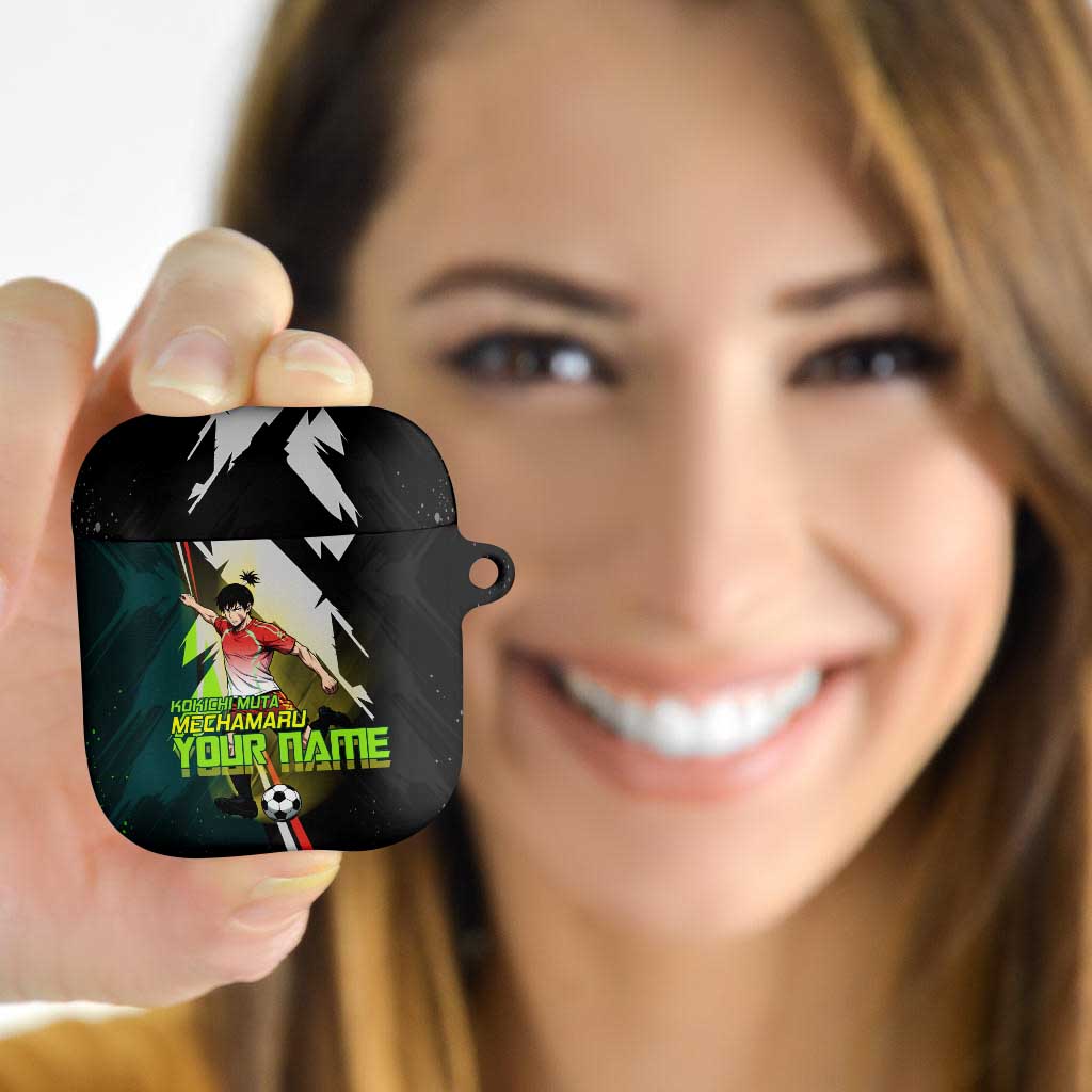 Personalized Kokichi Muta Jujutsu Kaisen AirPods Case Anime Soccer Theme Red Uniform Dynamic Kick Design