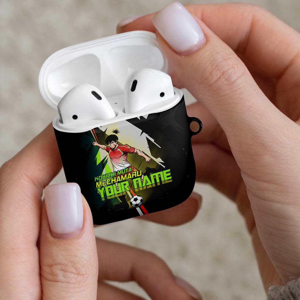 Personalized Kokichi Muta Jujutsu Kaisen AirPods Case Anime Soccer Theme Red Uniform Dynamic Kick Design