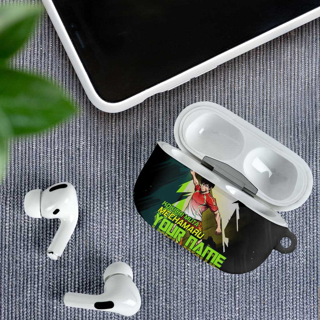 Personalized Kokichi Muta Jujutsu Kaisen AirPods Case Anime Soccer Theme Red Uniform Dynamic Kick Design