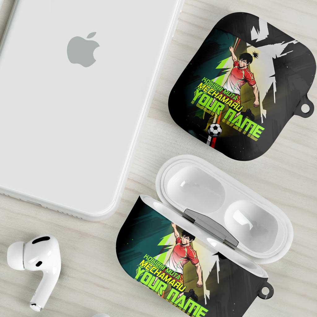 Personalized Kokichi Muta Jujutsu Kaisen AirPods Case Anime Soccer Theme Red Uniform Dynamic Kick Design