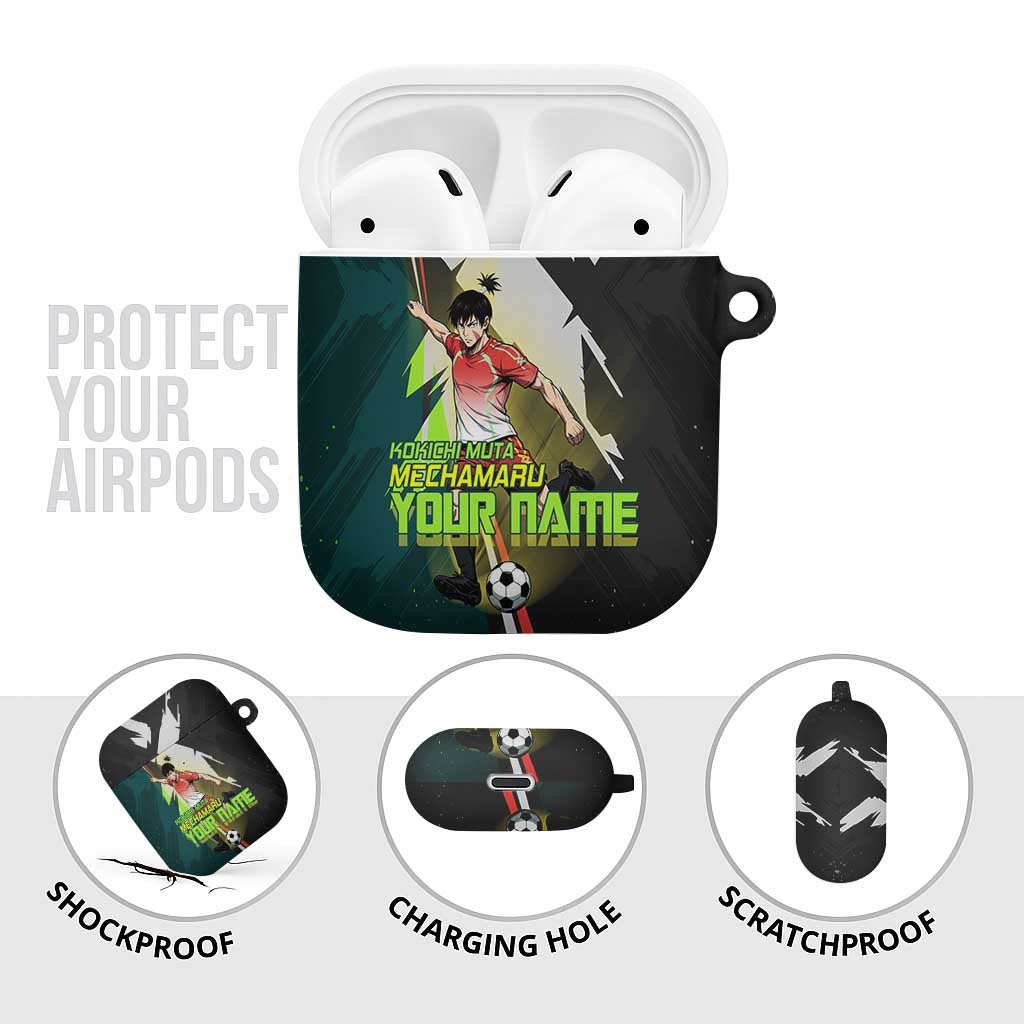 Personalized Kokichi Muta Jujutsu Kaisen AirPods Case Anime Soccer Theme Red Uniform Dynamic Kick Design