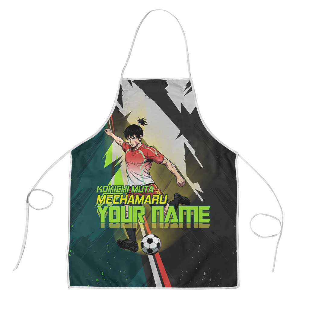 Personalized Kokichi Muta Jujutsu Kaisen Apron Anime Soccer Theme Red Uniform Dynamic Kick Design