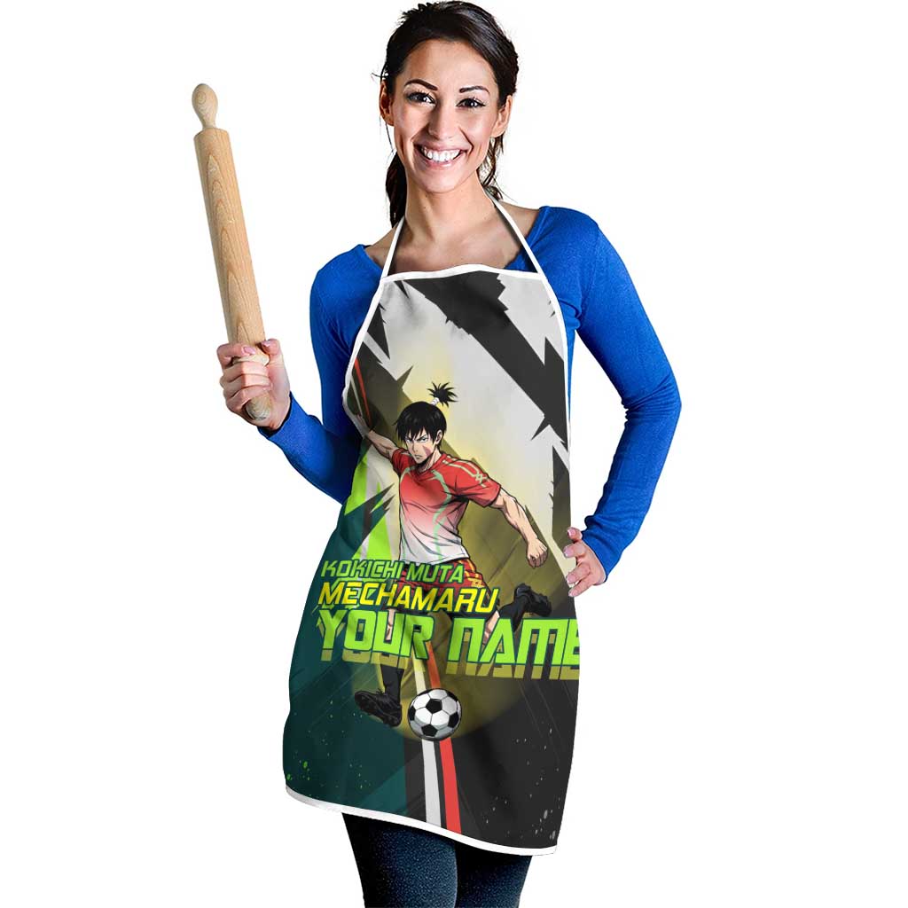 Personalized Kokichi Muta Jujutsu Kaisen Apron Anime Soccer Theme Red Uniform Dynamic Kick Design