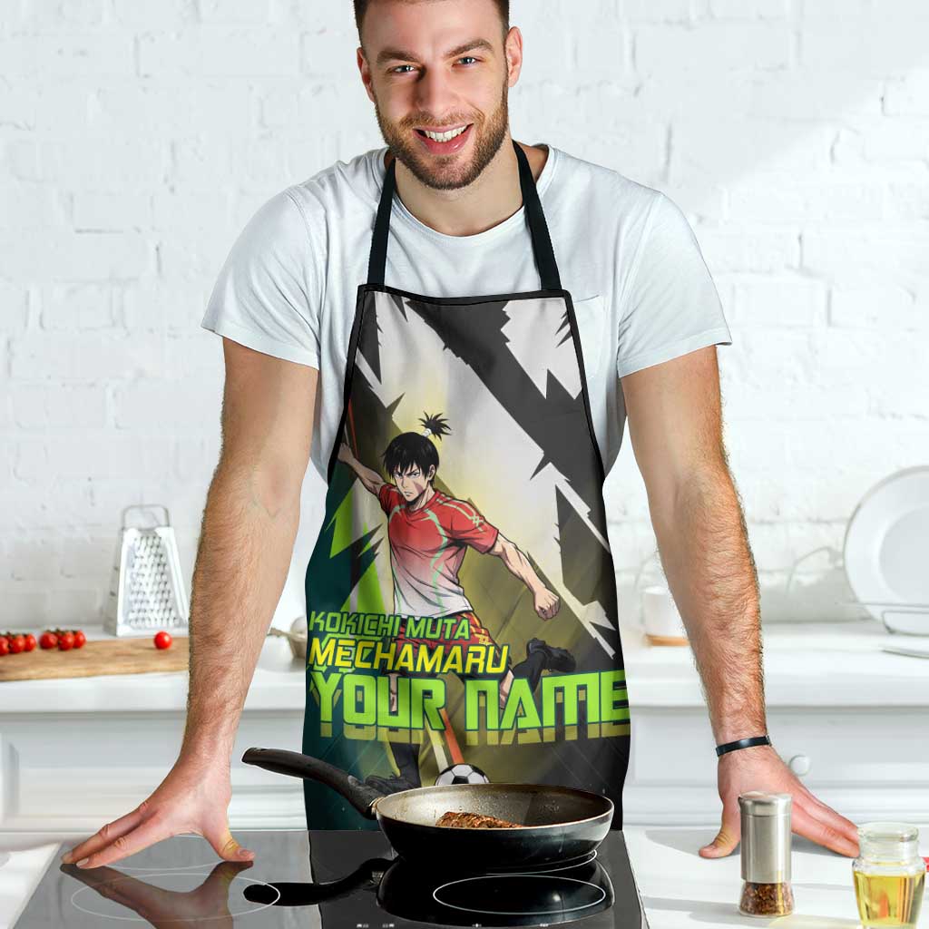 Personalized Kokichi Muta Jujutsu Kaisen Apron Anime Soccer Theme Red Uniform Dynamic Kick Design