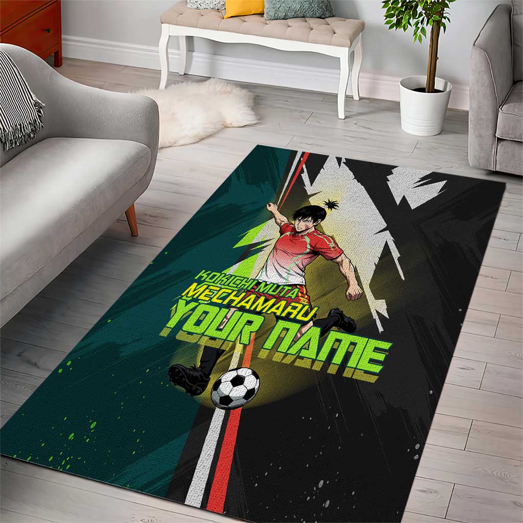 Personalized Kokichi Muta Jujutsu Kaisen Area Rug Anime Soccer Theme Red Uniform Dynamic Kick Design