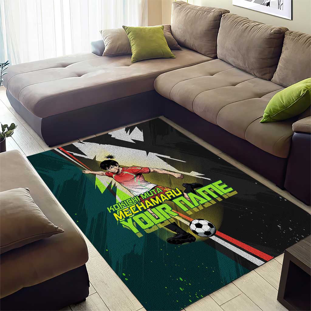 Personalized Kokichi Muta Jujutsu Kaisen Area Rug Anime Soccer Theme Red Uniform Dynamic Kick Design