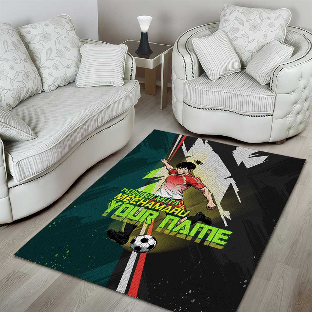 Personalized Kokichi Muta Jujutsu Kaisen Area Rug Anime Soccer Theme Red Uniform Dynamic Kick Design
