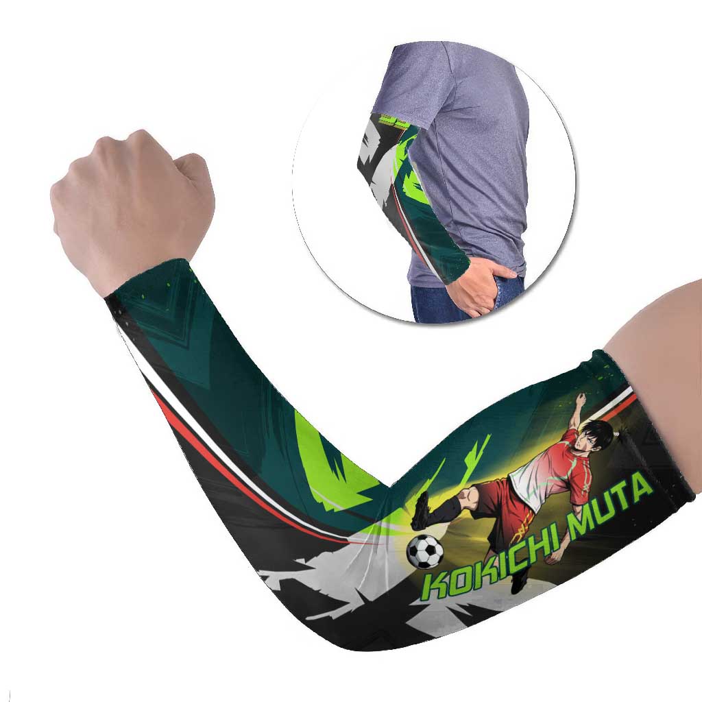 Personalized Kokichi Muta Jujutsu Kaisen Arm Sleeves Anime Soccer Theme Red Uniform Dynamic Kick Design