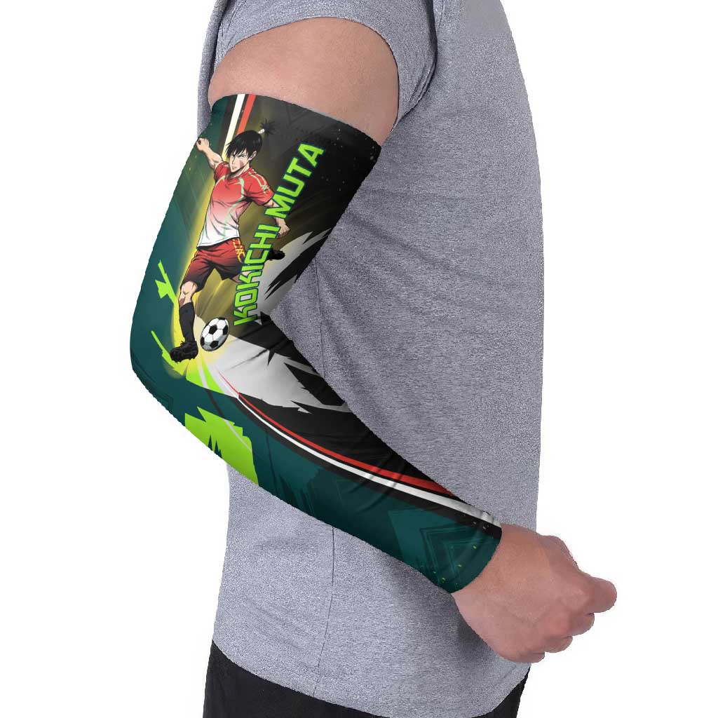 Personalized Kokichi Muta Jujutsu Kaisen Arm Sleeves Anime Soccer Theme Red Uniform Dynamic Kick Design