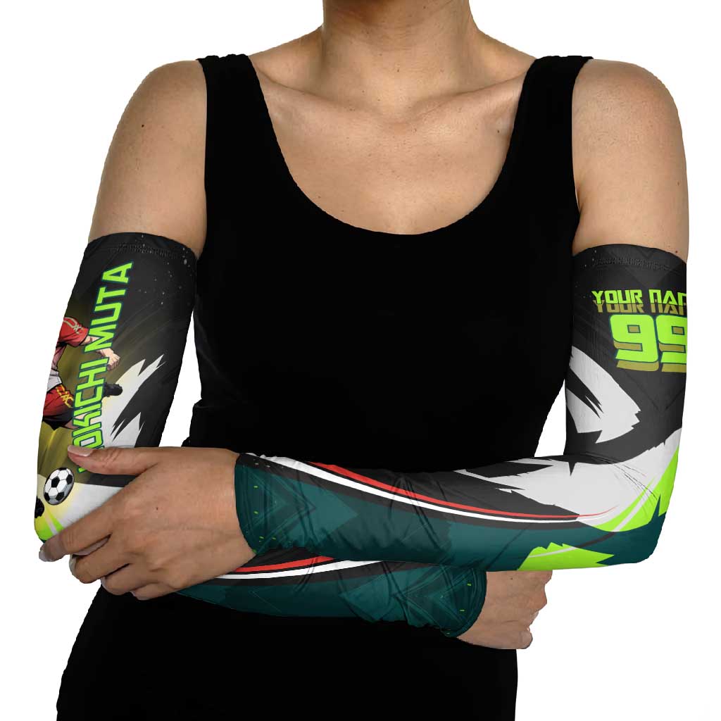 Personalized Kokichi Muta Jujutsu Kaisen Arm Sleeves Anime Soccer Theme Red Uniform Dynamic Kick Design