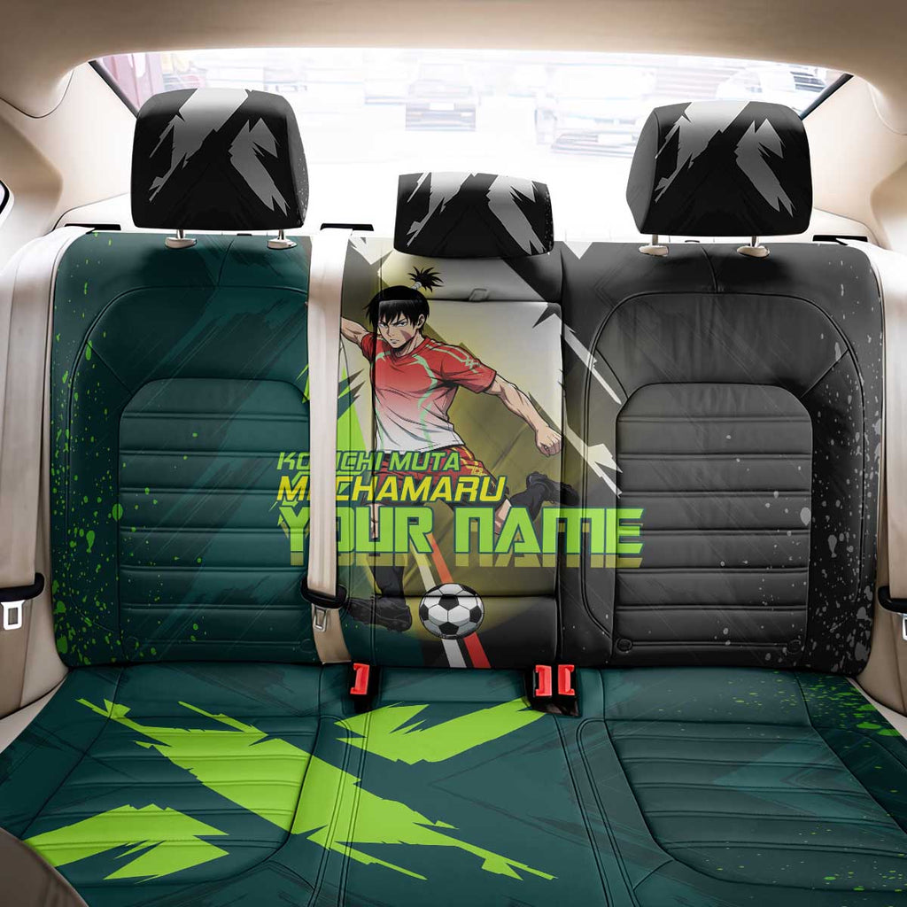 Personalized Kokichi Muta Jujutsu Kaisen Back Car Seat Cover Anime Soccer Theme Red Uniform Dynamic Kick Design