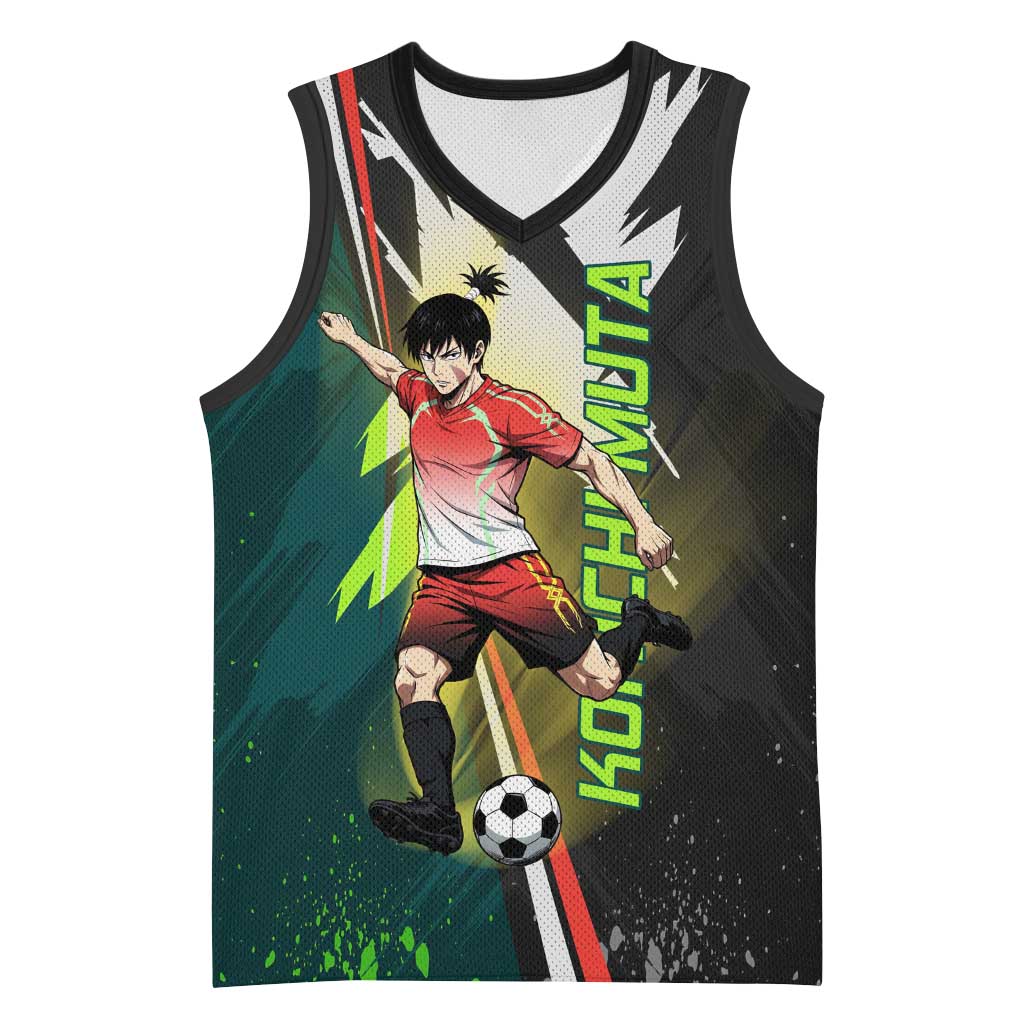 Personalized Kokichi Muta Jujutsu Kaisen Basketball Jersey Anime Soccer Theme Red Uniform Dynamic Kick Design