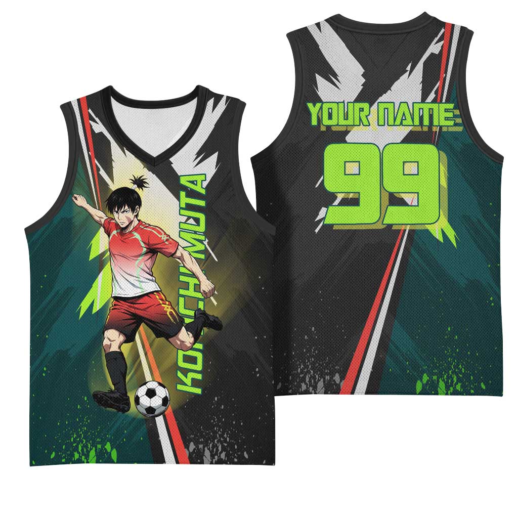 Personalized Kokichi Muta Jujutsu Kaisen Basketball Jersey Anime Soccer Theme Red Uniform Dynamic Kick Design