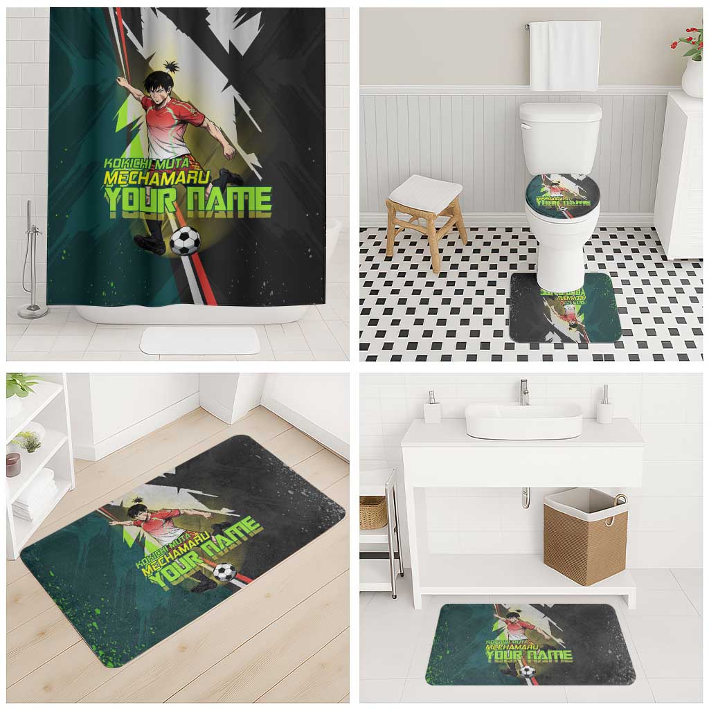 Personalized Kokichi Muta Jujutsu Kaisen Bathroom Set Anime Soccer Theme Red Uniform Dynamic Kick Design