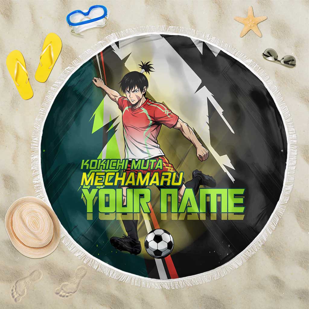 Personalized Kokichi Muta Jujutsu Kaisen Beach Blanket Anime Soccer Theme Red Uniform Dynamic Kick Design