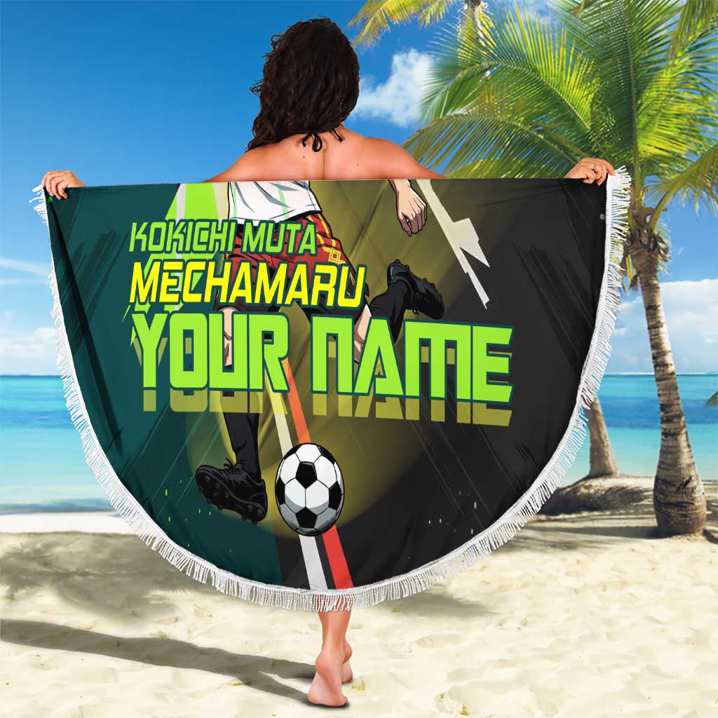 Personalized Kokichi Muta Jujutsu Kaisen Beach Blanket Anime Soccer Theme Red Uniform Dynamic Kick Design