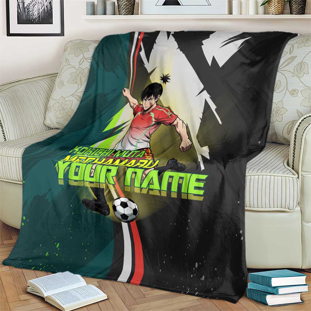 Personalized Kokichi Muta Jujutsu Kaisen Blanket Anime Soccer Theme Red Uniform Dynamic Kick Design