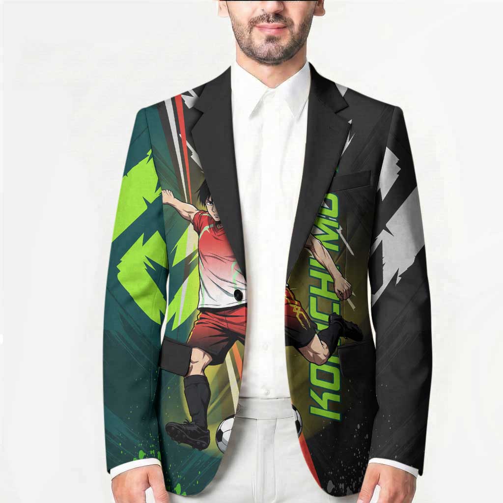 Personalized Kokichi Muta Jujutsu Kaisen Blazer Anime Soccer Theme Red Uniform Dynamic Kick Design