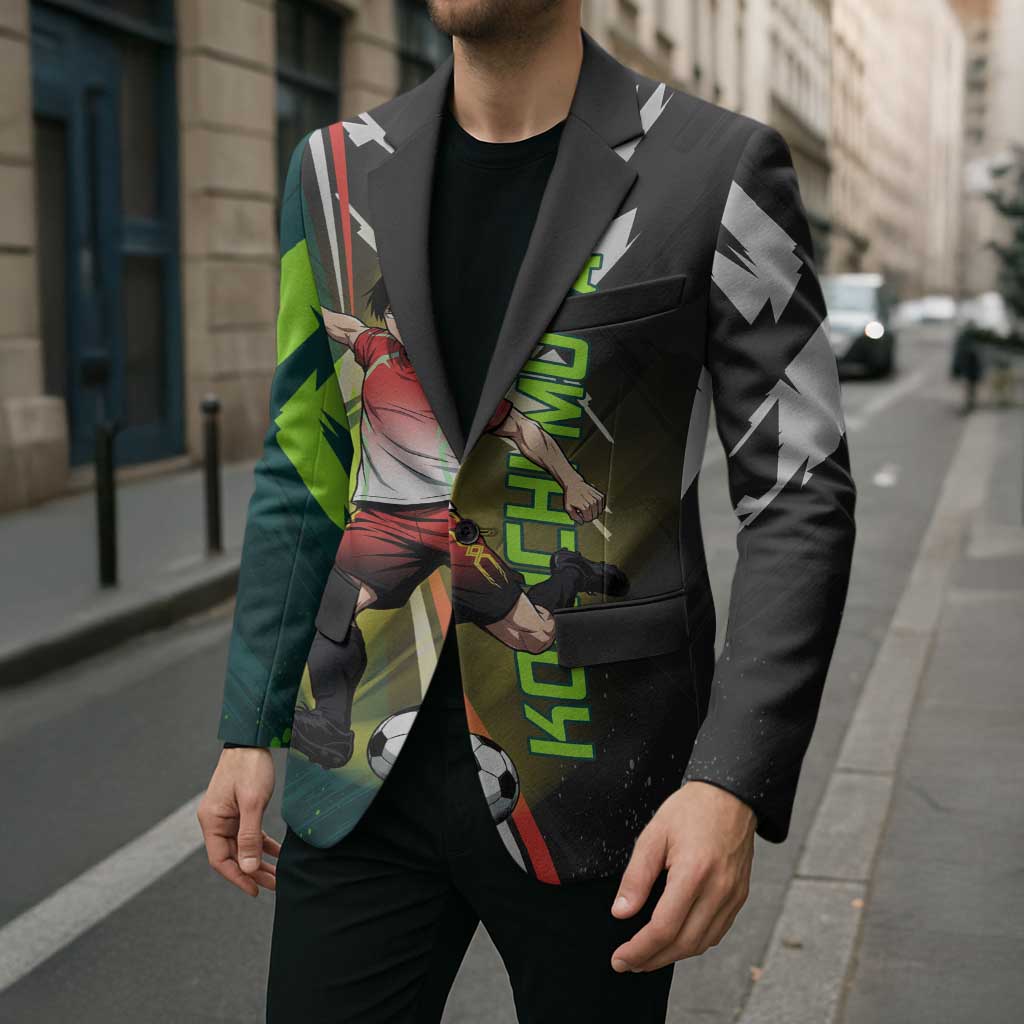 Personalized Kokichi Muta Jujutsu Kaisen Blazer Anime Soccer Theme Red Uniform Dynamic Kick Design