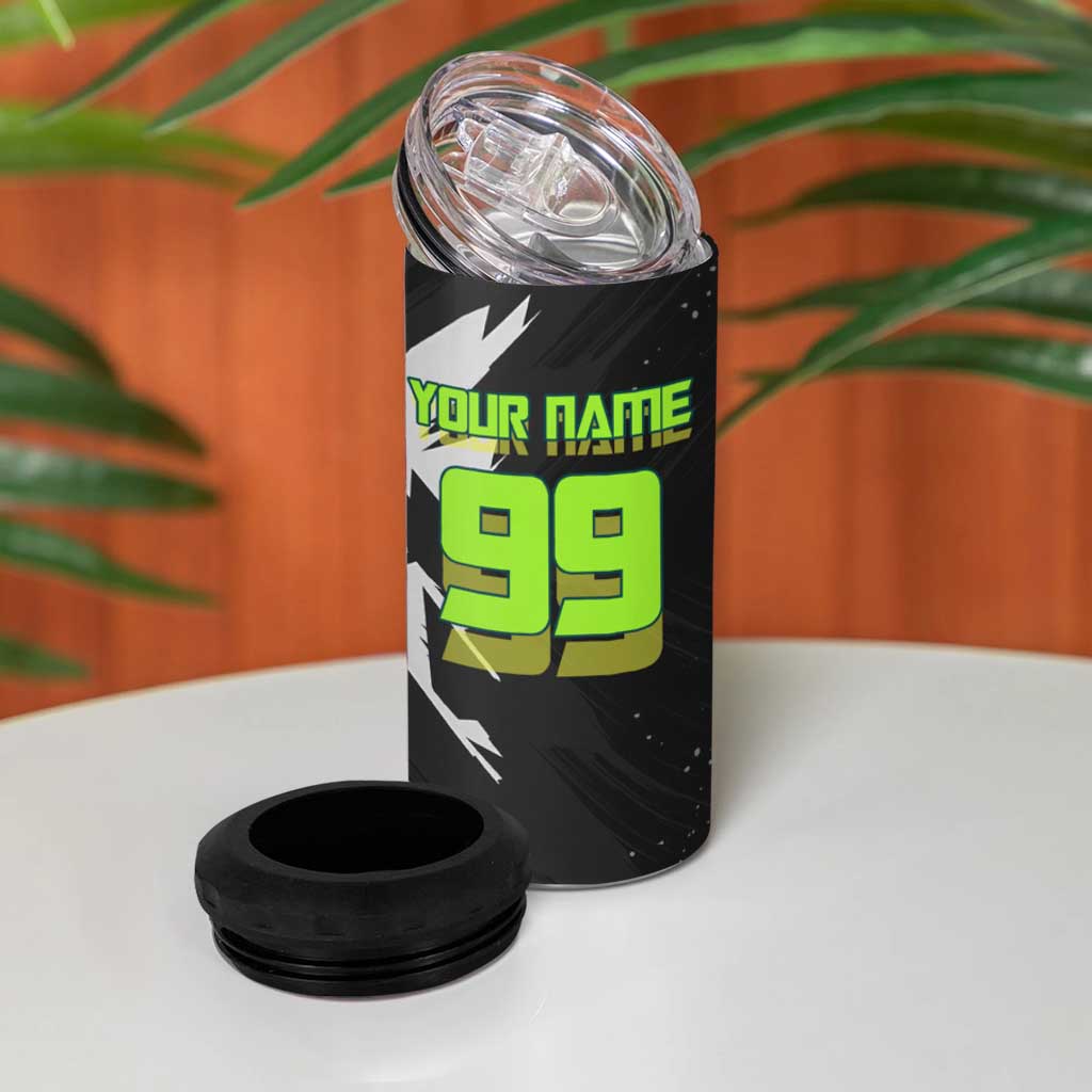 Personalized Kokichi Muta Jujutsu Kaisen 4 in 1 Can Cooler Tumbler Anime Soccer Theme Red Uniform Dynamic Kick Design