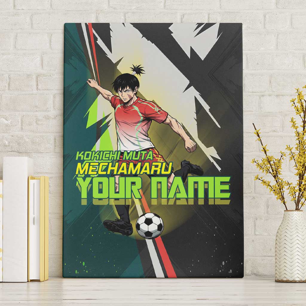 Personalized Kokichi Muta Jujutsu Kaisen Canvas Wall Art Anime Soccer Theme Red Uniform Dynamic Kick Design