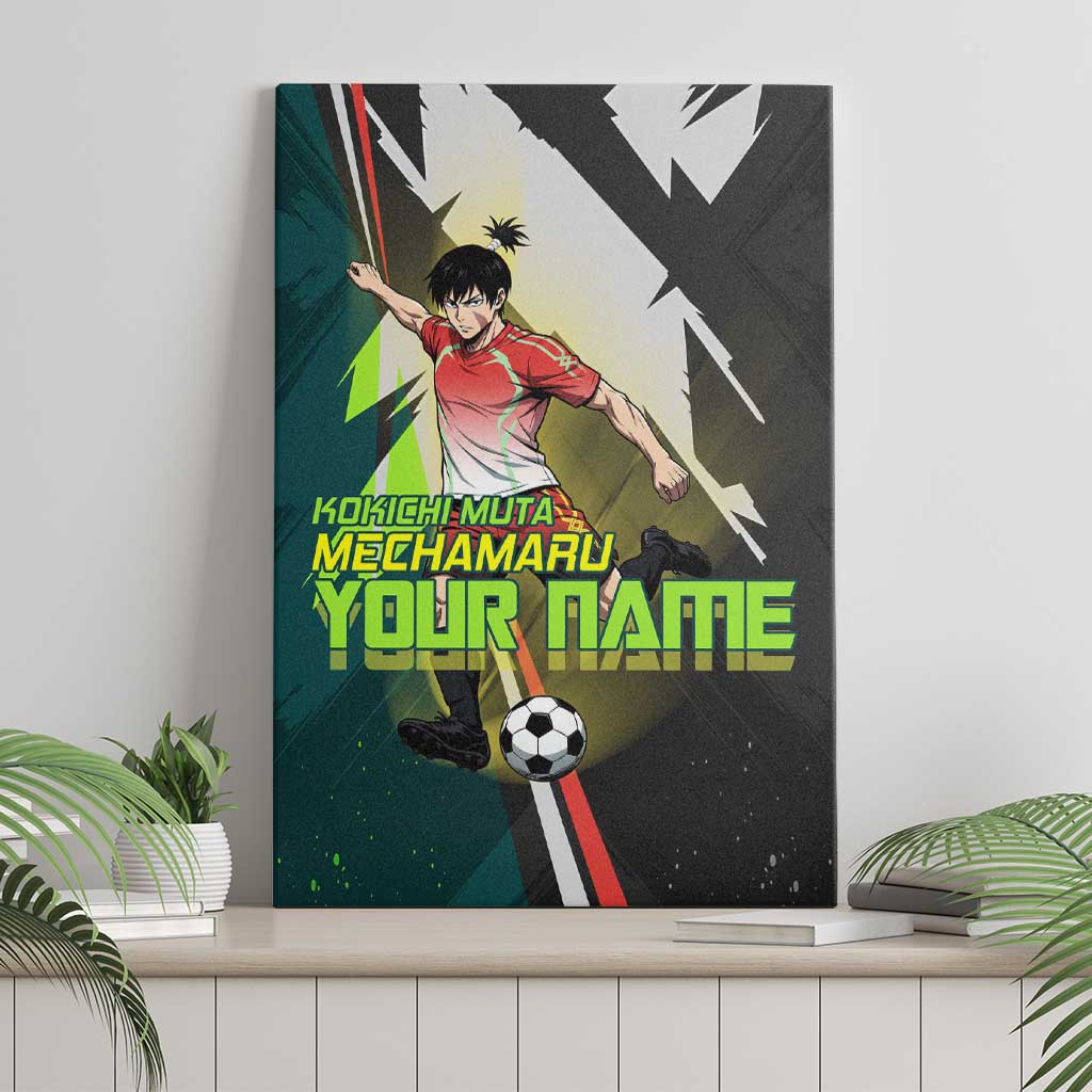 Personalized Kokichi Muta Jujutsu Kaisen Canvas Wall Art Anime Soccer Theme Red Uniform Dynamic Kick Design