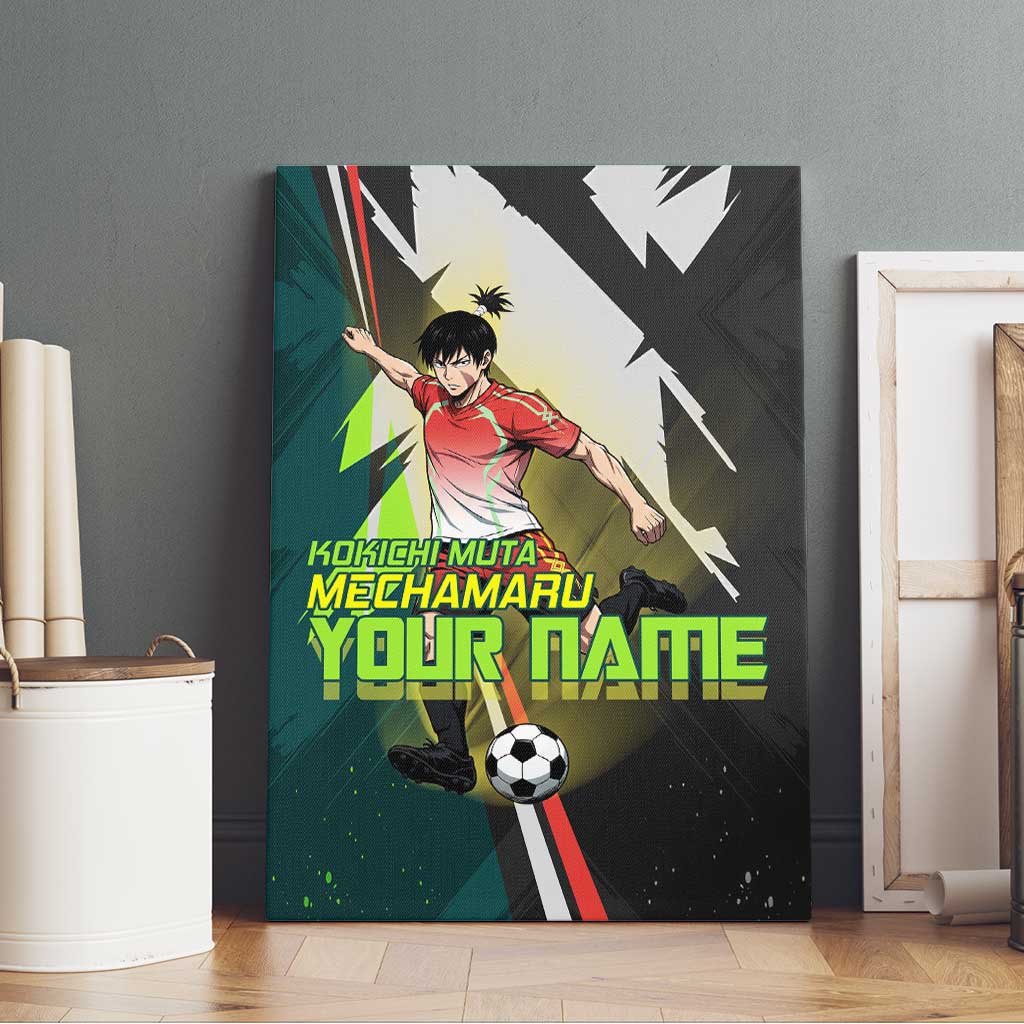 Personalized Kokichi Muta Jujutsu Kaisen Canvas Wall Art Anime Soccer Theme Red Uniform Dynamic Kick Design
