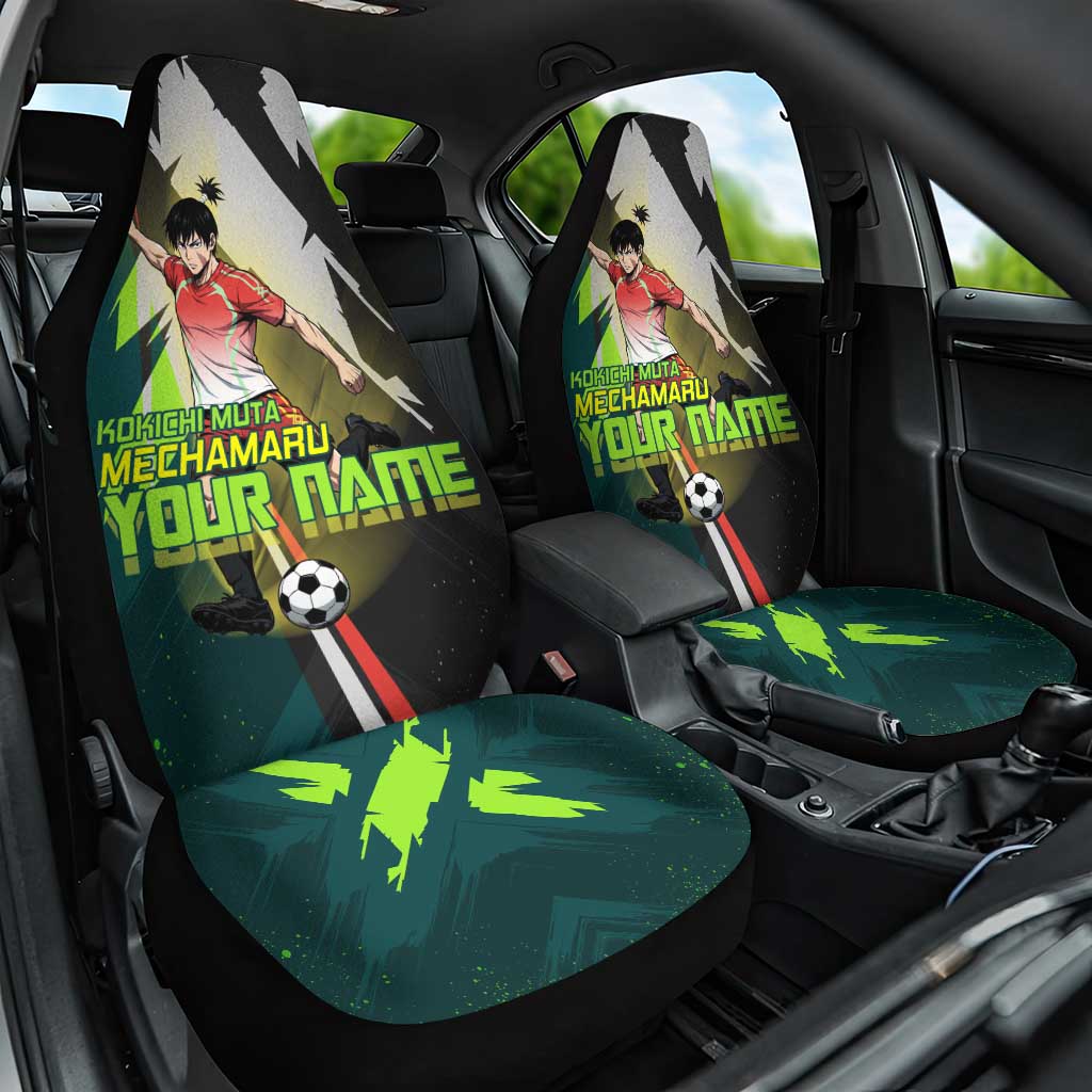 Personalized Kokichi Muta Jujutsu Kaisen Car Seat Cover Anime Soccer Theme Red Uniform Dynamic Kick Design