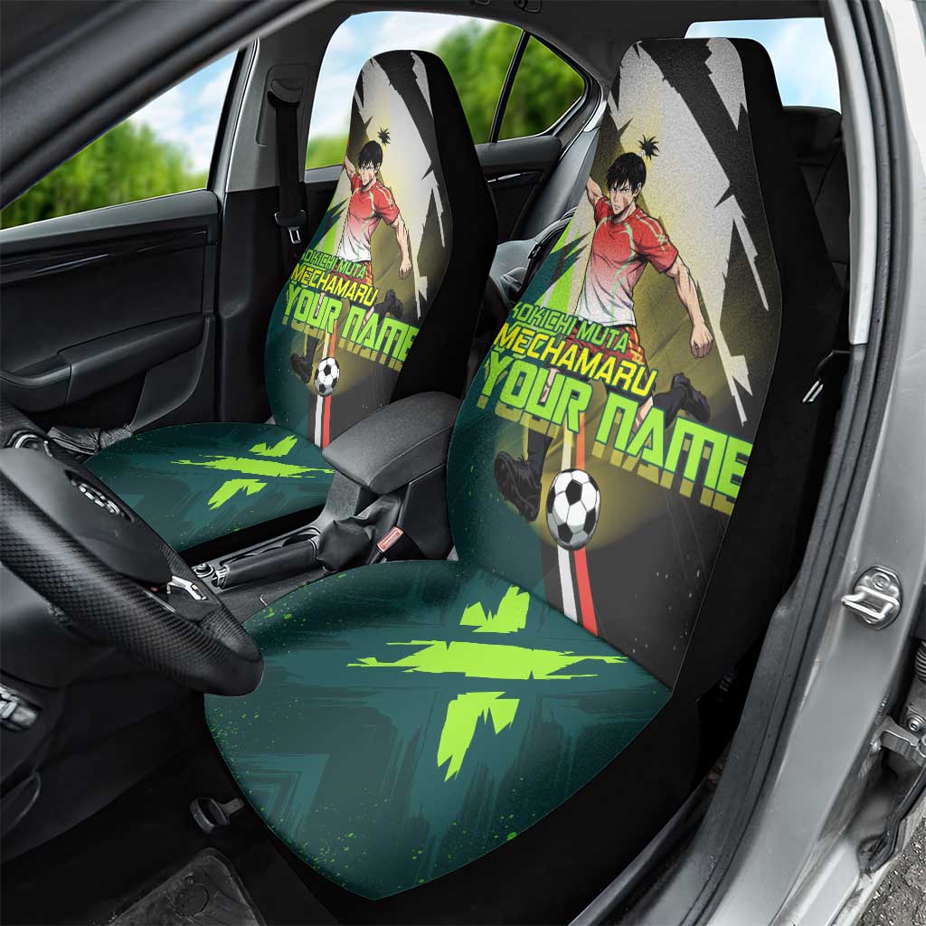 Personalized Kokichi Muta Jujutsu Kaisen Car Seat Cover Anime Soccer Theme Red Uniform Dynamic Kick Design
