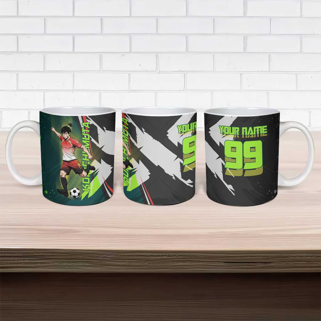 Personalized Kokichi Muta Jujutsu Kaisen Ceramic Mug Anime Soccer Theme Red Uniform Dynamic Kick Design