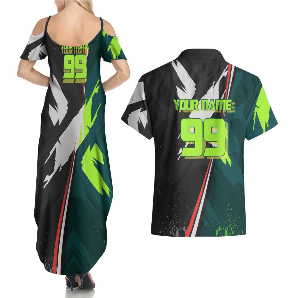 Personalized Kokichi Muta Jujutsu Kaisen Couples Matching Summer Maxi Dress and Hawaiian Shirt Anime Soccer Theme Red Uniform Dynamic Kick Design