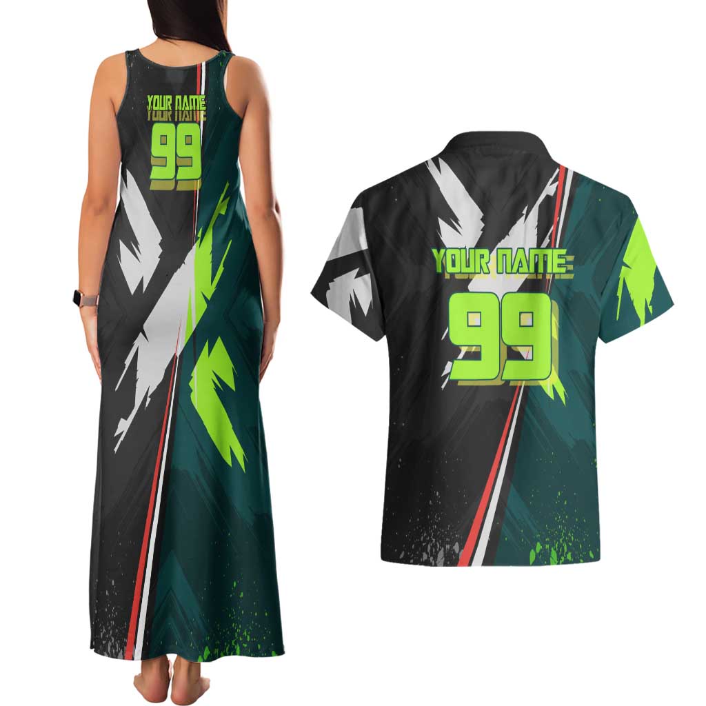 Personalized Kokichi Muta Jujutsu Kaisen Couples Matching Tank Maxi Dress and Hawaiian Shirt Anime Soccer Theme Red Uniform Dynamic Kick Design