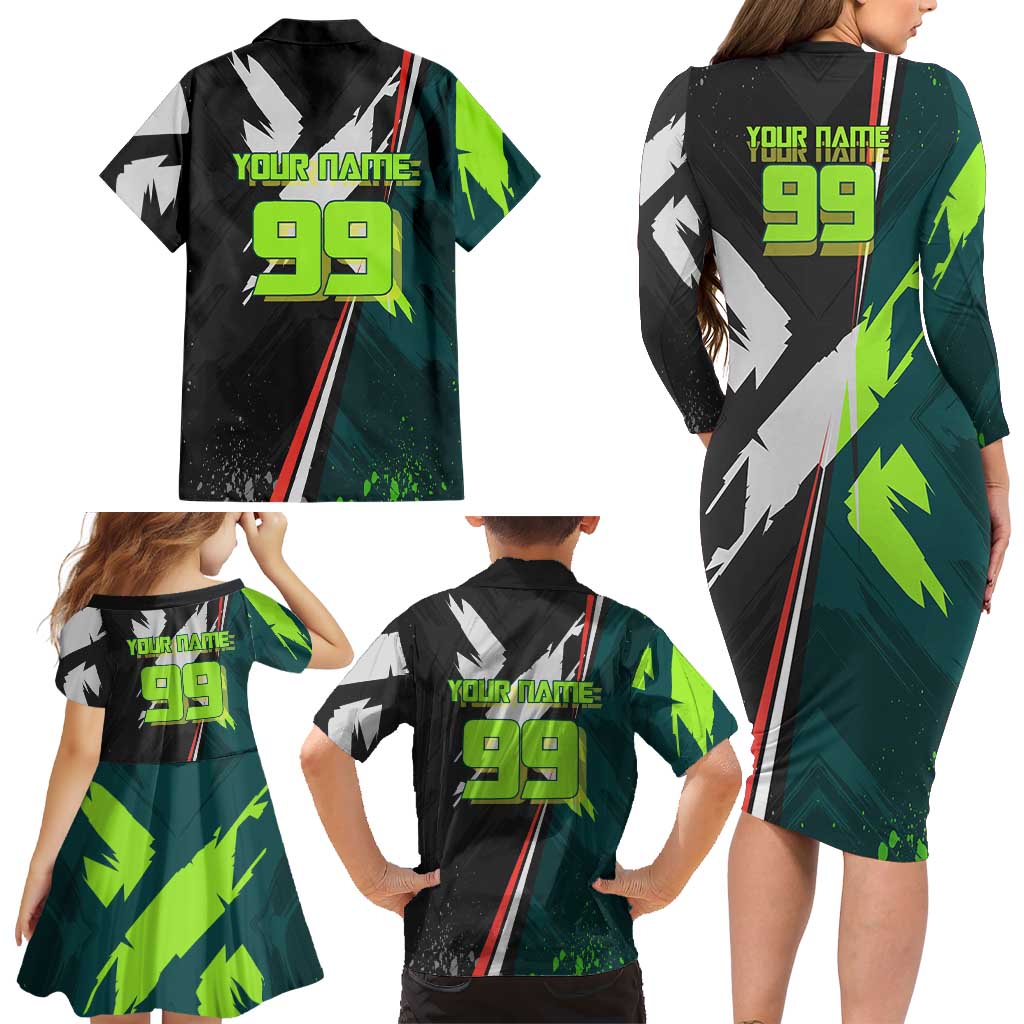 Personalized Kokichi Muta Jujutsu Kaisen Family Matching Long Sleeve Bodycon Dress and Hawaiian Shirt Anime Soccer Theme Red Uniform Dynamic Kick Design