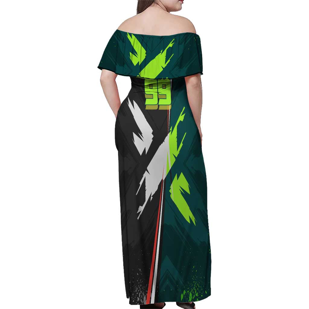 Personalized Kokichi Muta Jujutsu Kaisen Family Matching Off Shoulder Maxi Dress and Hawaiian Shirt Anime Soccer Theme Red Uniform Dynamic Kick Design
