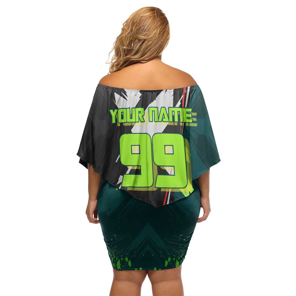 Personalized Kokichi Muta Jujutsu Kaisen Family Matching Off Shoulder Short Dress and Hawaiian Shirt Anime Soccer Theme Red Uniform Dynamic Kick Design
