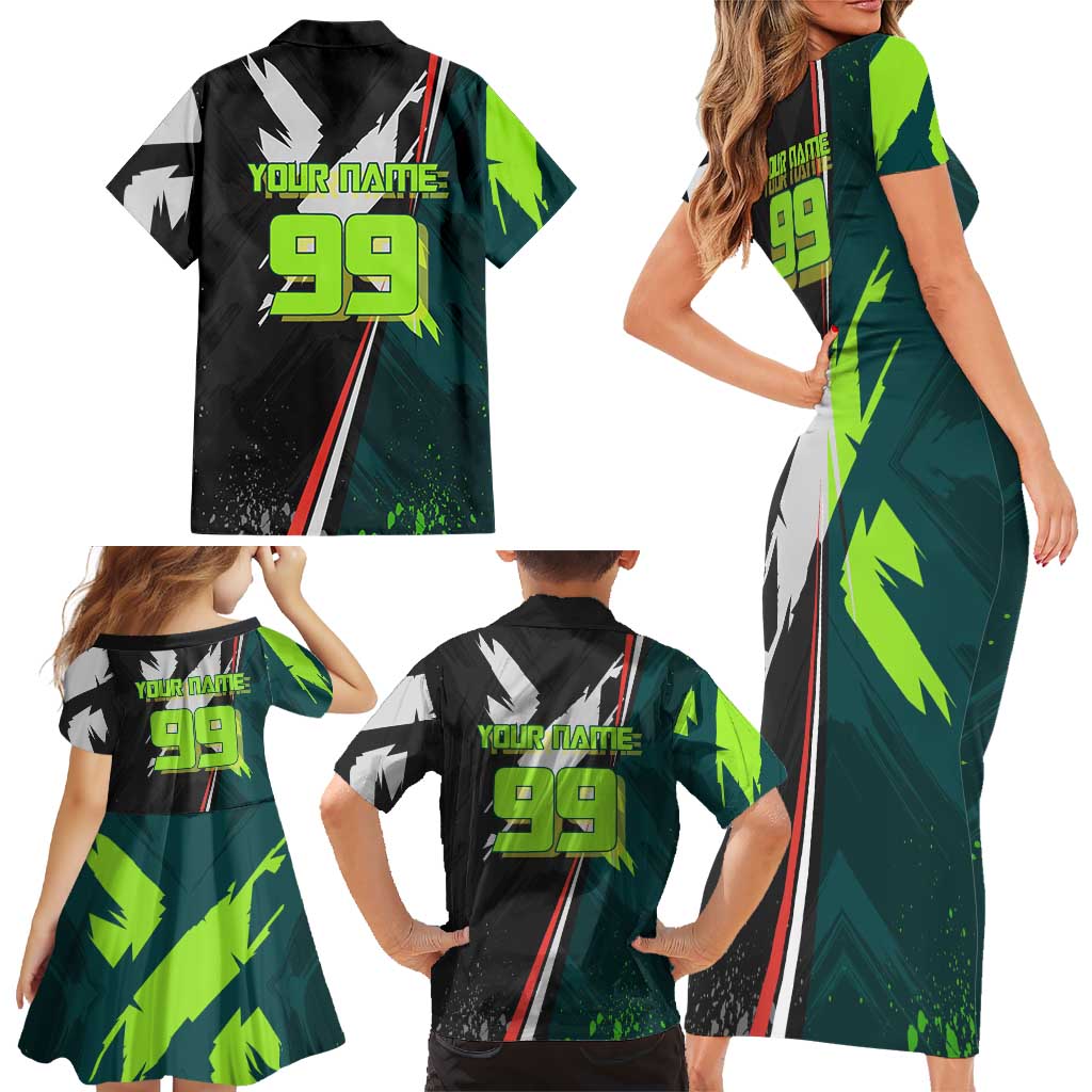 Personalized Kokichi Muta Jujutsu Kaisen Family Matching Short Sleeve Bodycon Dress and Hawaiian Shirt Anime Soccer Theme Red Uniform Dynamic Kick Design