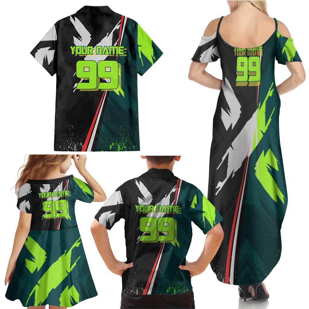 Personalized Kokichi Muta Jujutsu Kaisen Family Matching Summer Maxi Dress and Hawaiian Shirt Anime Soccer Theme Red Uniform Dynamic Kick Design