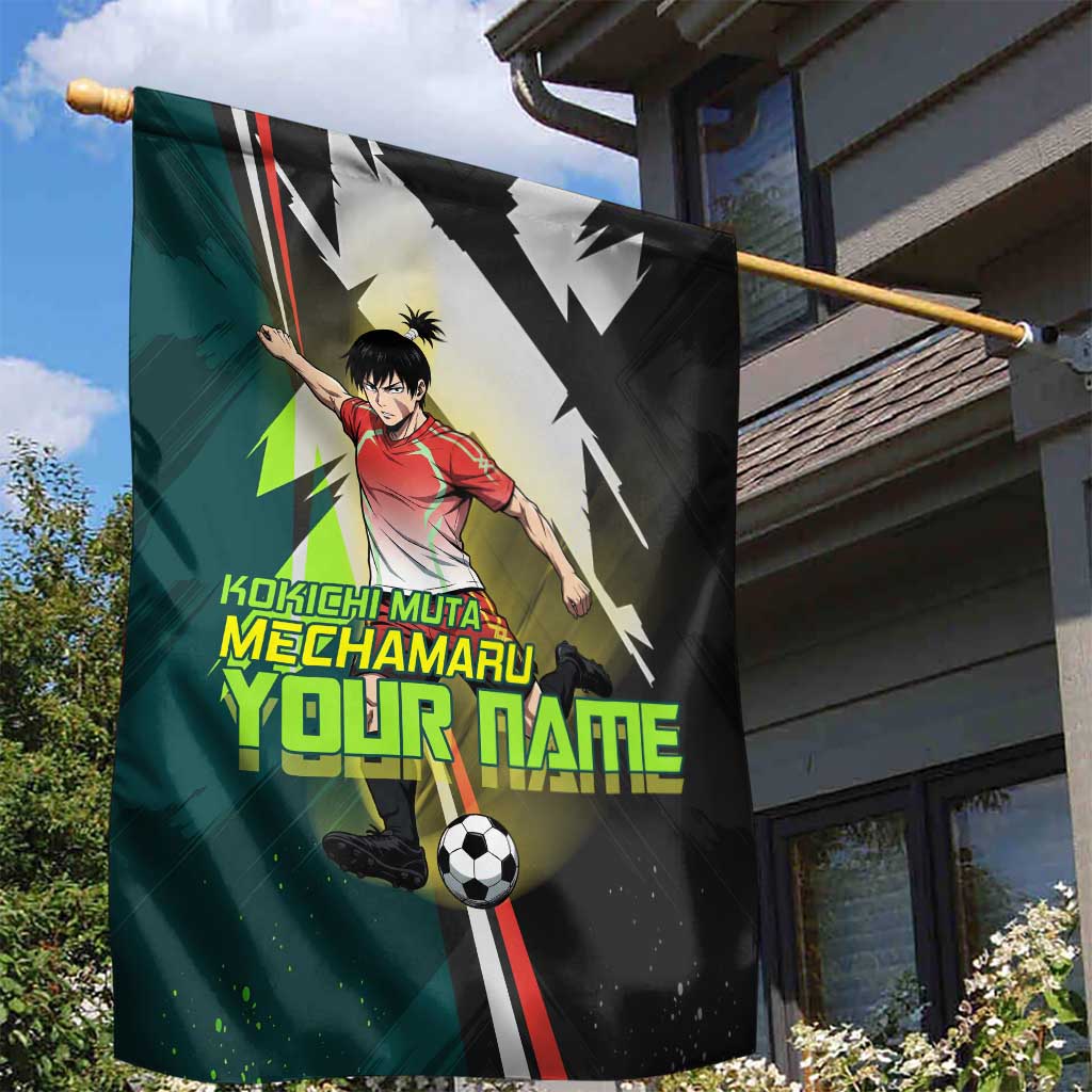 Personalized Kokichi Muta Jujutsu Kaisen Garden Flag Anime Soccer Theme Red Uniform Dynamic Kick Design