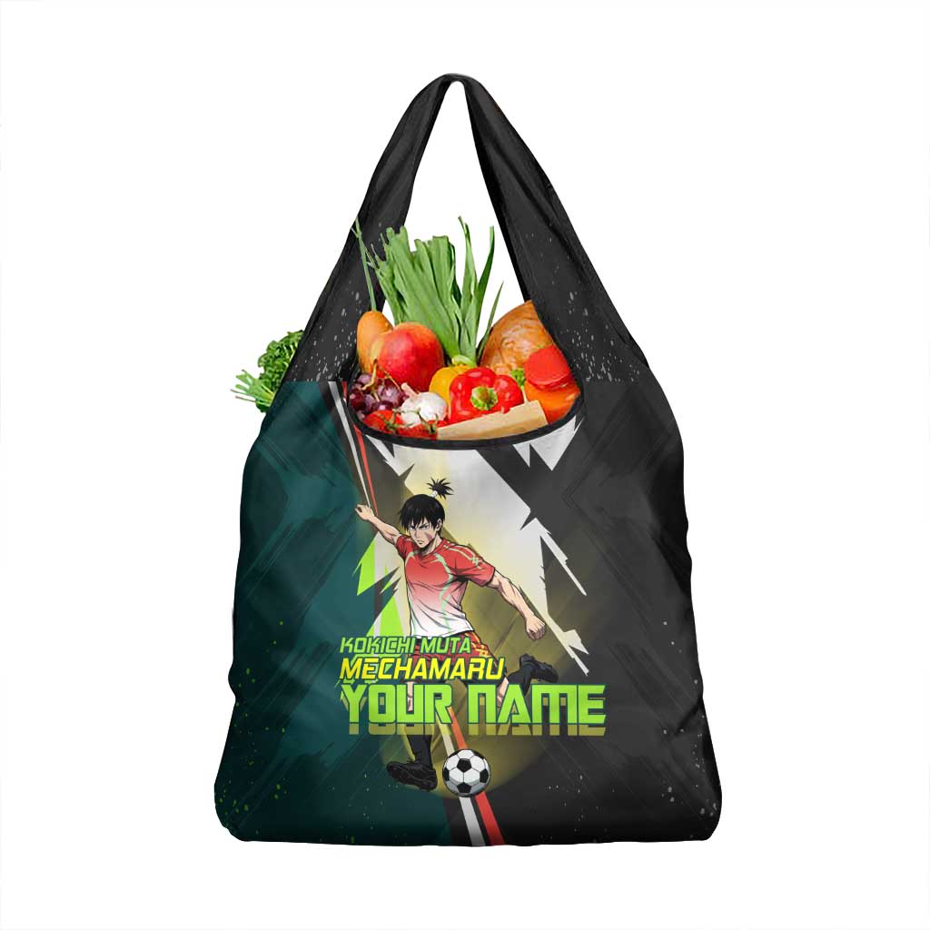 Personalized Kokichi Muta Jujutsu Kaisen Grocery Bag Anime Soccer Theme Red Uniform Dynamic Kick Design
