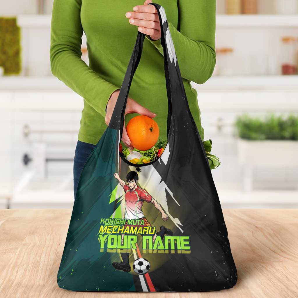 Personalized Kokichi Muta Jujutsu Kaisen Grocery Bag Anime Soccer Theme Red Uniform Dynamic Kick Design