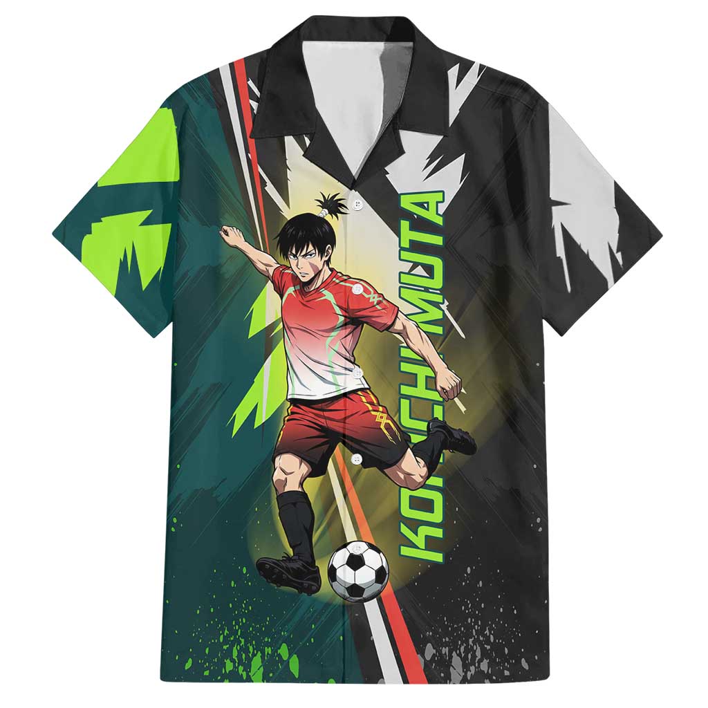 Personalized Kokichi Muta Jujutsu Kaisen Hawaiian Shirt Anime Soccer Theme Red Uniform Dynamic Kick Design