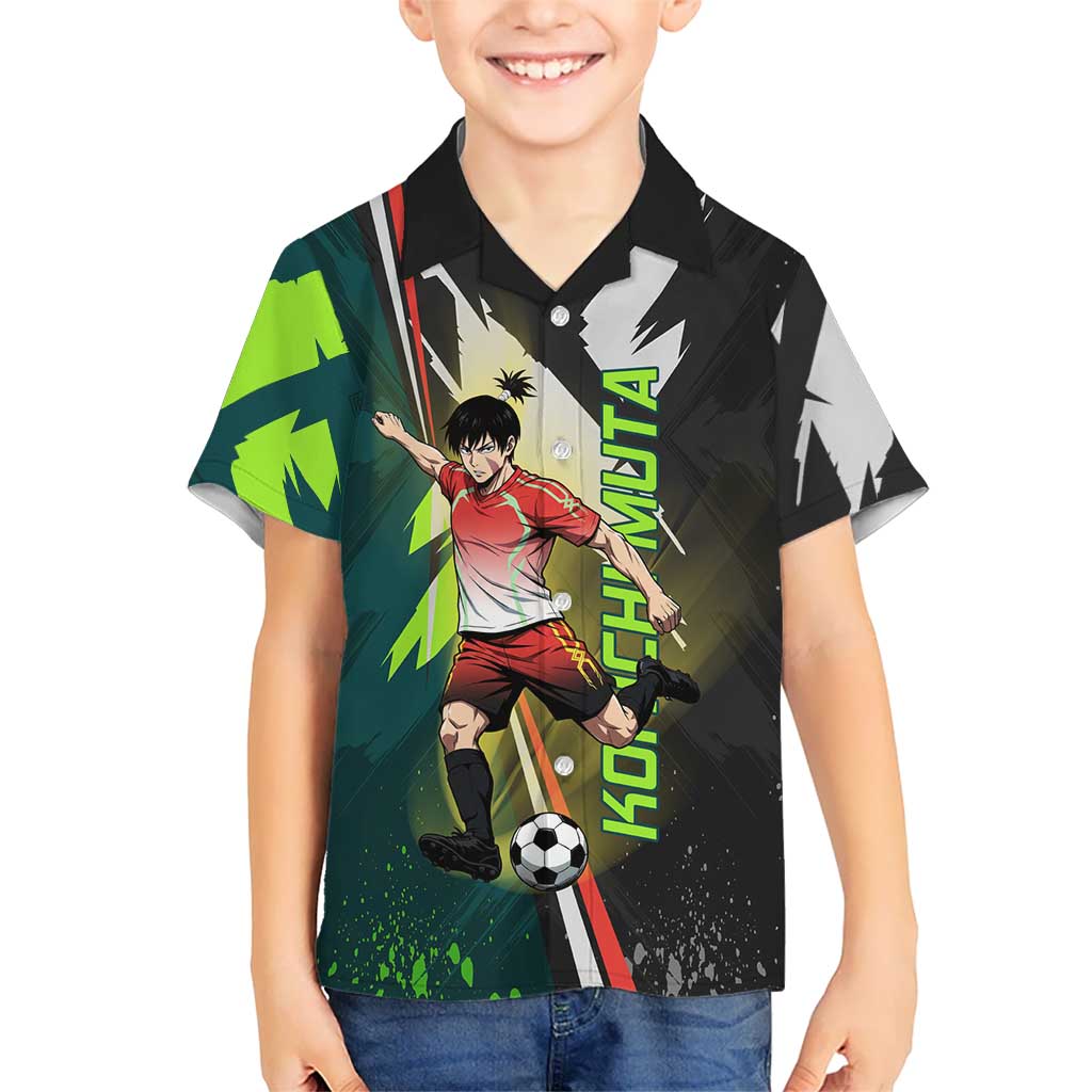 Personalized Kokichi Muta Jujutsu Kaisen Hawaiian Shirt Anime Soccer Theme Red Uniform Dynamic Kick Design