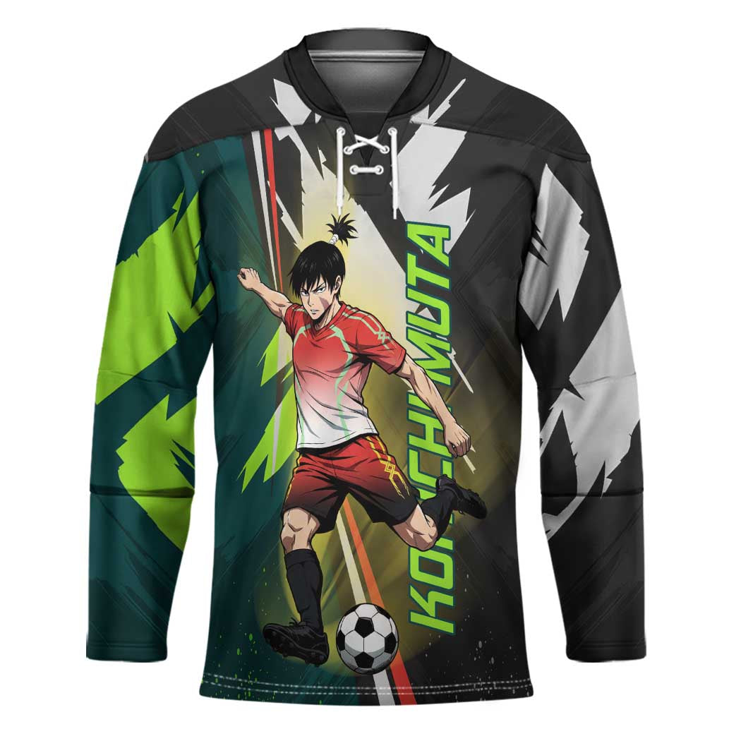 Personalized Kokichi Muta Jujutsu Kaisen Hockey Jersey Anime Soccer Theme Red Uniform Dynamic Kick Design
