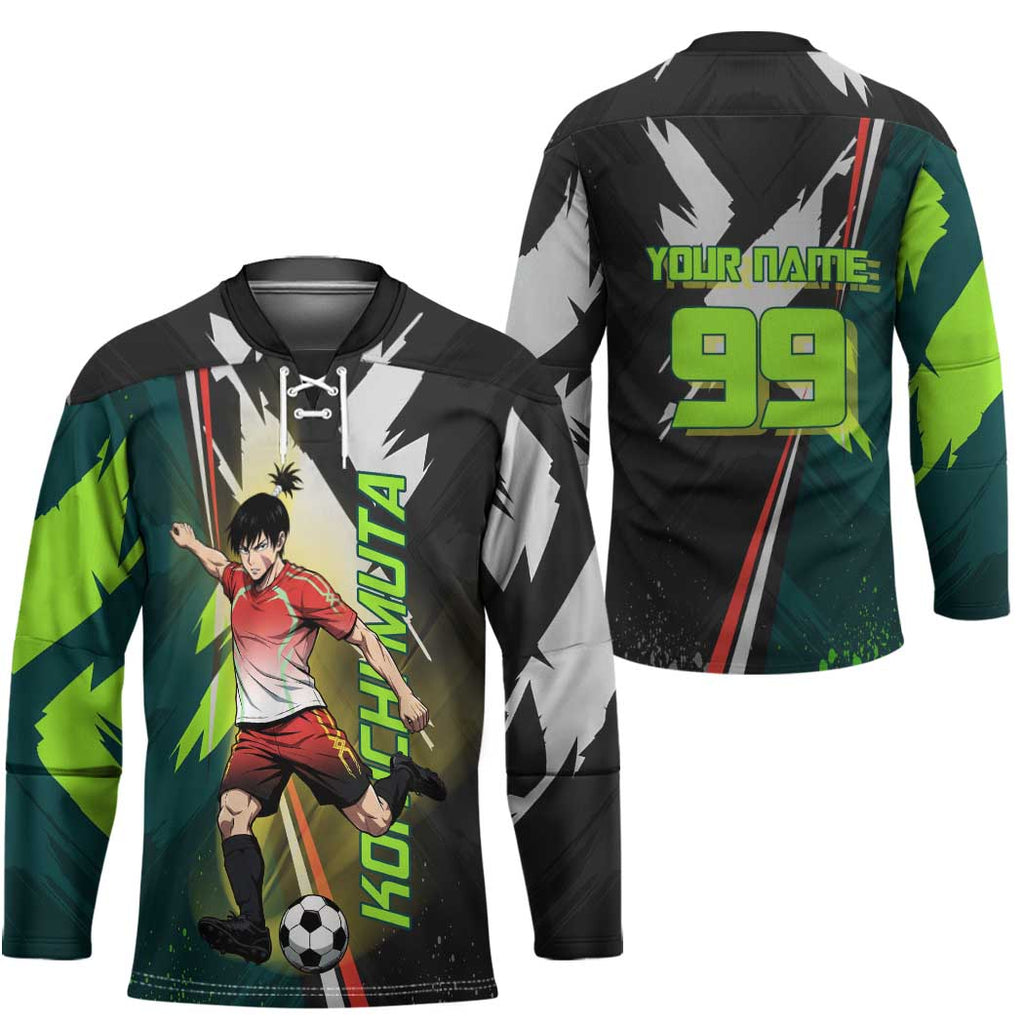 Personalized Kokichi Muta Jujutsu Kaisen Hockey Jersey Anime Soccer Theme Red Uniform Dynamic Kick Design