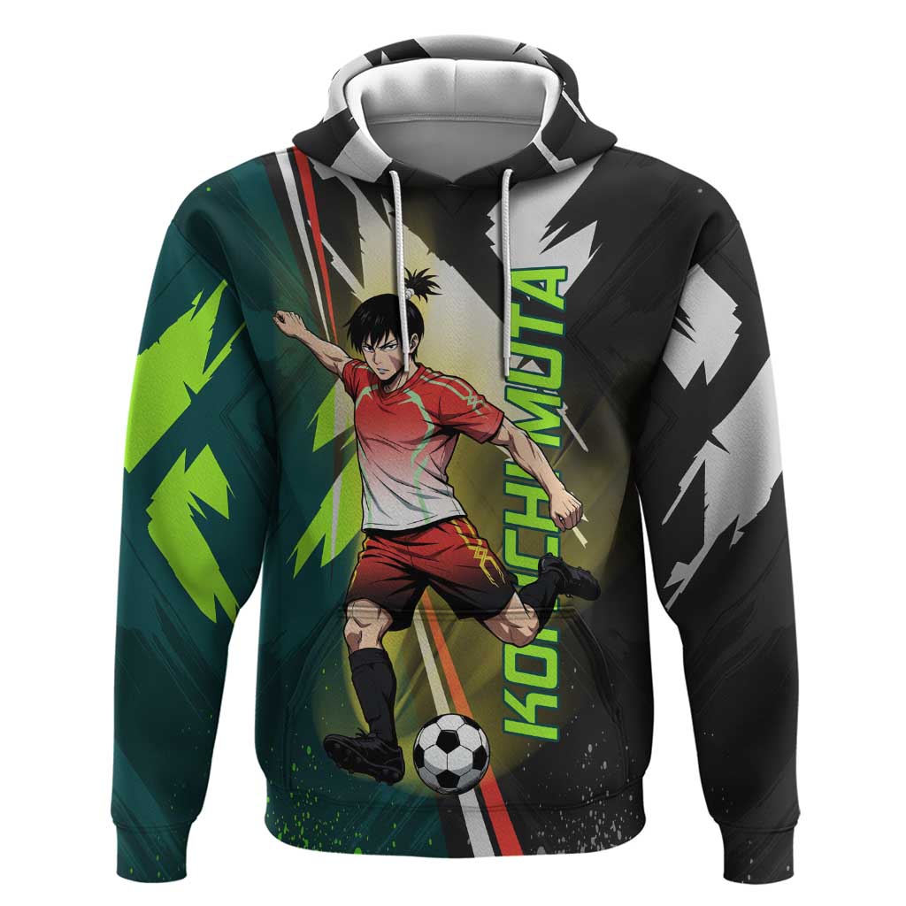 Personalized Kokichi Muta Jujutsu Kaisen Hoodie Anime Soccer Theme Red Uniform Dynamic Kick Design