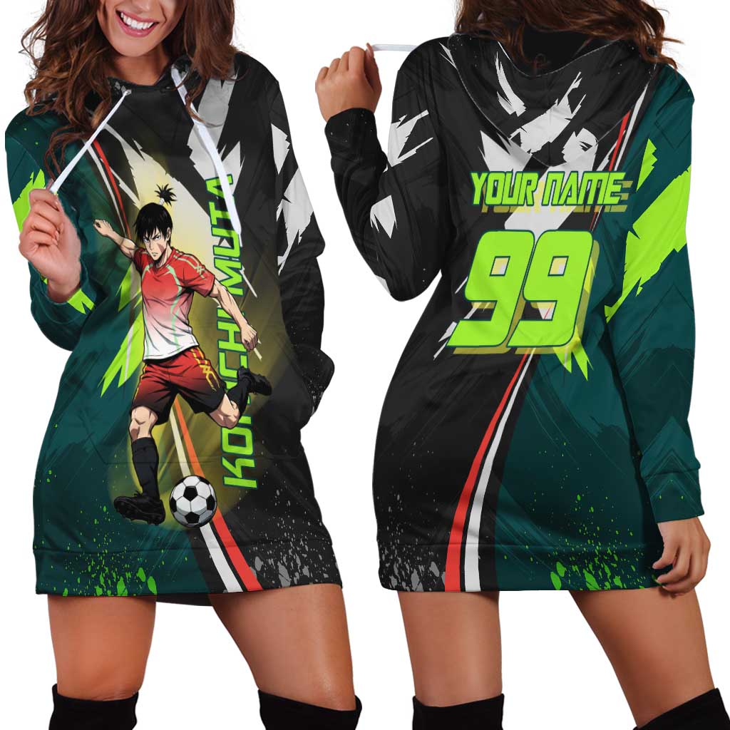 Personalized Kokichi Muta Jujutsu Kaisen Hoodie Dress Anime Soccer Theme Red Uniform Dynamic Kick Design