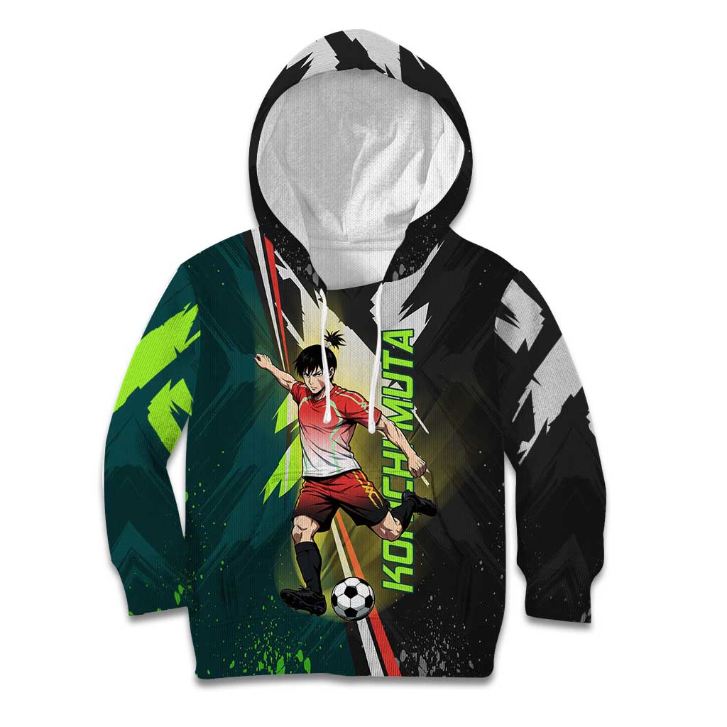Personalized Kokichi Muta Jujutsu Kaisen Kid Hoodie Anime Soccer Theme Red Uniform Dynamic Kick Design